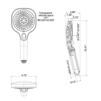 Douchette pluie moderne pommeau de douchette en ABS or brossé douchette à main 3 voies pour salle de bain