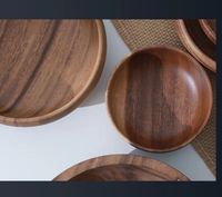 Saladier rond en bois d'acacia épais et écologique de haute qualité