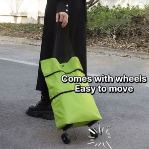 Chariot utilitaire moderne multifonction pliable et léger en tissu Oxford imprimé sérigraphié avec roues pour les courses - Product Image 2