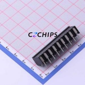 JL212R-50009B01 Spring Terminal Block Bent Lead Through Hole,P=5mm Connector 1x9P 5mm Black Right Angle Insert - Product Image 2