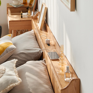 Modernes Massivholz-Bett in King- und <span class=keywords><strong>Queen</strong></span>-<span class=keywords><strong>Size</strong></span> mit Verstellbarer Höhe, Stauraum und Weicher Polsterung, Umweltfreundliches Eichen- oder Kiefernholz-Plattformbettgestell für Schlafzimmer - Product Image 6