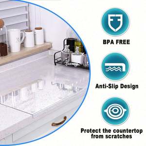 Tabla de Cortar de Acrílico Transparente Raybin, Tabla de Cortar de Plástico Antideslizante con Borde para Cocina - Product Image 4