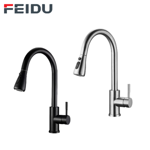 Feidu hiện đại thép không gỉ duy nhất-xử lý vòi nước nhà bếp phong cách cổ điển Pull-out có thể thu vào bồn rửa vòi nước với van gốm - Product Image 1