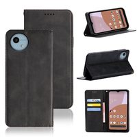 AQUOS Wish4 SH-52E Kompatibel dengan Flip Case Kulit PU Desain Dompet Penyangga Magnetik Tahan Guncangan Penyimpanan Kartu 5 Warna (Hitam)