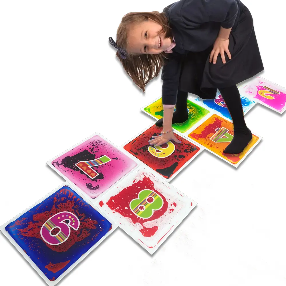 Juguetes Para Ni Os Educatief Speelgoed Fabriek Levering Kid Speelgoed 12 ''X 12'' Voorschoolse Vloeibare Vloertegel Zintuiglijke mat Kinderspeelgoed