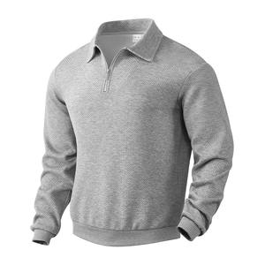 Pull jacquard demi-zip pour homme, coupe ample, manches longues, col rabattu, anti-boulochage, collection automne - Product Image 1