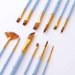 Ensemble de pinceaux à peinture acrylique rose, ensemble de pinceaux à peinture aquarelle, ensemble de peinture pour artistes, 12 pièces pour l'acrylique - Product Image 2