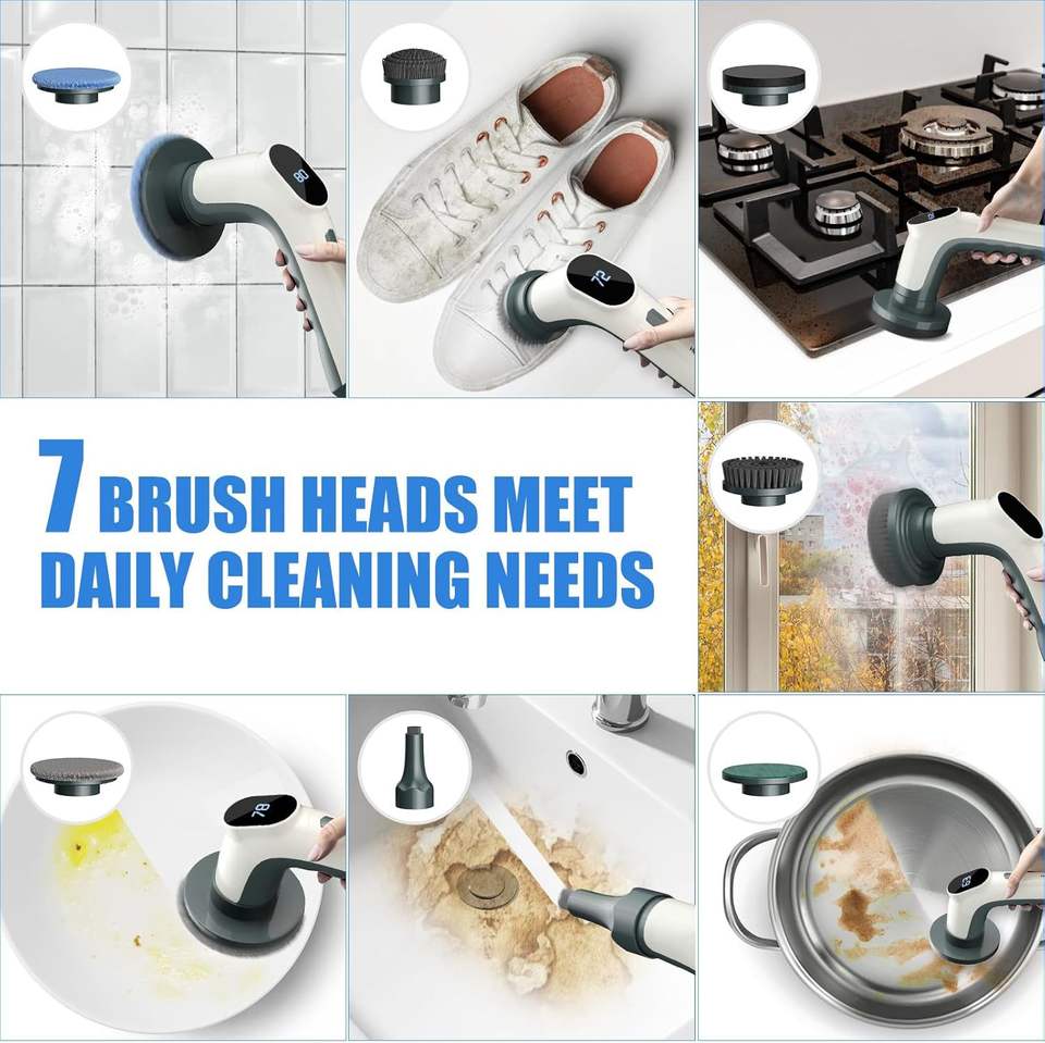 Digital Screen Electric Spin Scrubber Waterproof - Image 4