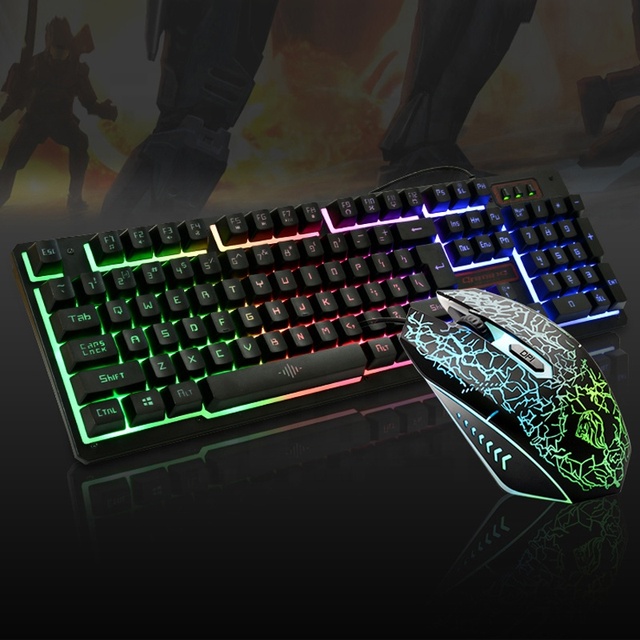 Wired USB RGB Backlit Keyboard Mouse Combo 104 Keys Ergonomic Mechanical Feel Waterproof Desktop PC Laptop Office Gaming Set