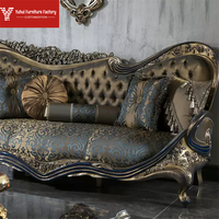 Canapé sectionnel de style européen Yuhui, ensemble sculpté en bois massif avec rembourrage en éponge pour salon ou mobilier de villa