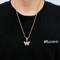 Collier avec pendentif lettre A-Z plaqué or, breloque initiale en alliage avec pierres CZ