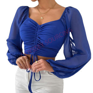 Chemise élégante pour femmes, décontractée, sexy, sans col, manches longues, haut d'été, tenue de bureau, soirées, séchage rapide, franges, dos nu - Product Image 1