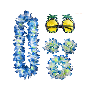5 pezzi fiore hawaiano Leis LuauS fascia tropicale fiore corona ghirlanda braccialetti occhiali donna collana floreale bracciali - Product Image 5