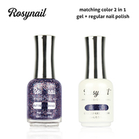Kit de vernis à ongles 2-en-1 gel et vernis classique pour salon, vente en gros, marque personnalisée, longue tenue, 15 ml, ensemble de laques à ongles UV en gel