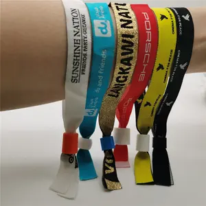 Custom Goedkope Festival Stof Geweven Doek Polsbandjes Voor Evenement