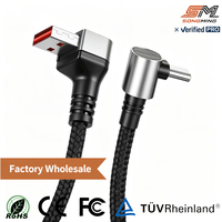 Kabel Data Tipe-C 90 Derajat Sudut Kanan 60W, Jalinan Nilon, 3A, Grosir, untuk Power Bank dan Ponsel, Pengisian Cepat