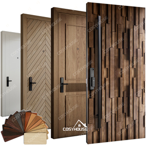 Porte d'entrée en bois de style européen, porte extérieure/intérieure de luxe, isolation thermique extérieure, taille et couleur personnalisées pour villa - Product Image 2