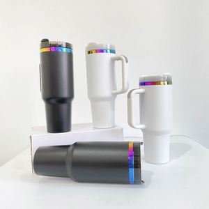 Gobelet isotherme personnalisé 40 oz avec logo gravé au laser, plusieurs couleurs, noir, blanc, arc-en-ciel, avec couvercle et paille - Product Image 3