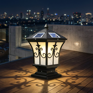 Modern Outdoor IP65 Aluminum <b>Solar</b> <b>Post</b> Lamp with LED <b>Light</b> E27 Base Dimmable 3-Year Warranty for Garden - Product Image 3