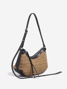 Sac à main d'été personnalisé en paille tressée pour femme, style bohème, sac de plage, sac fourre-tout pour femme avec fermeture éclair, sac à bandoulière tendance - Product Image 5