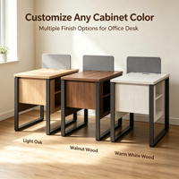 Bureau d'ordinateur personnalisé en forme de U avec pieds en métal, panneau de modestie et plateau clair pour le bureau