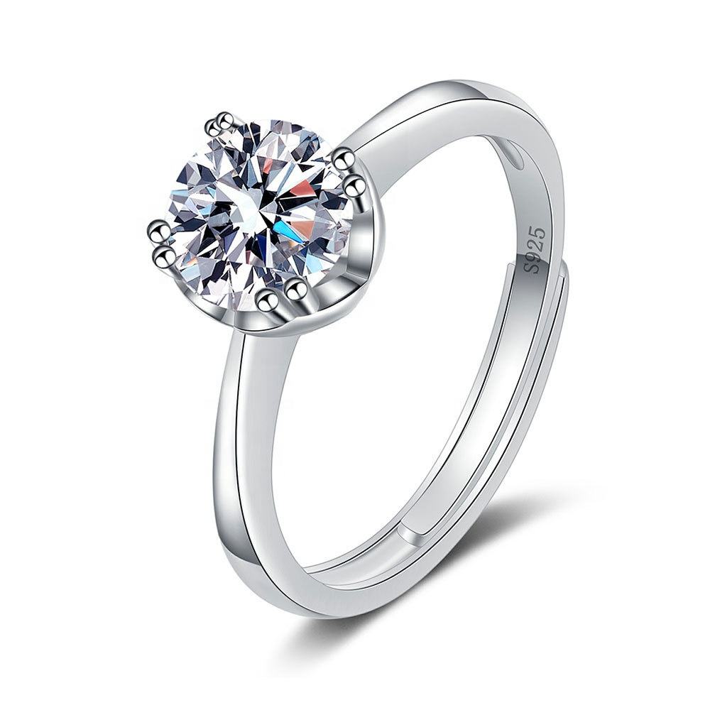 Diamonds Price Moissanite Adjustable Jewellery Ring Rhodium Plated