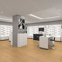 Présentoir de magasin de lunettes modernes Présentoir mural en bois pour lunettes Optical Shop Interior Design