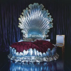 Комплект мебели для спальни в европейском стиле, роскошная кровать для принцессы, серебряная круглая кровать