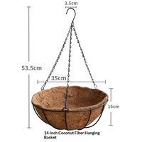 Panier suspendu multifonctionnel en fibre de coco écologique, style campagnard, résistant et durable, pour balcon
