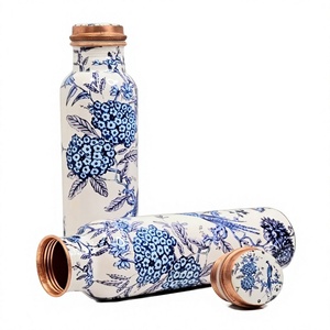 <b>Copper</b> Designer Water <b>Bottle</b> with Lacquer Coating Leak Proof 1000ml Pure <b>Copper</b> <b>Drinking</b> <b>Bottle</b> for Ayurveda Yoga Daily - Product Image 4