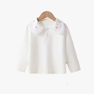 เสื้อโปโลเด็กสีพื้น ปักลายสำหรับเด็กผู้หญิง เสื้อซับในสีขาว ชุดนักเรียน เสื้อผ้าฝ้ายแท้ ระบายอากาศได้ดี - Product Image 5