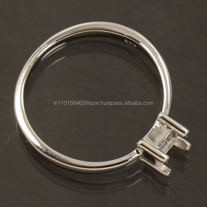 Anillo de Compromiso o Boda Semi-Montado con Piedra Preciosa Cuadrada de 4x4 mm, Plata de Ley 925 - Product Image 1