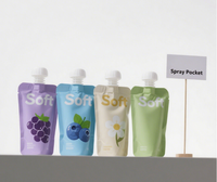 Pochettes souples personnalisées avec bec verseur pour lait et yaourt, 50 ml et 250 ml, qualité alimentaire, écologiques, réutilisables, imprimées sur mesure