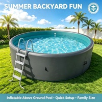 Piscine gonflable ronde Drop Stitch, finition brossée, double couche épaisse, en PVC pliable, grande piscine familiale pour enfants, pour jardin et piscine à pataugeoire