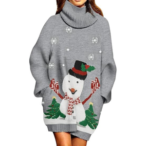 OEM/ODM Custom Adult Merry <strong>Christmas</strong> Pullover Sweater Casual Winter <strong>Jumper</strong> Sexy Cartoon Pattern Logo Position <strong>Women's</strong> <strong>Dress</strong> - Product Image 1