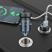Chargeur de voiture transparent à double Port USB A USB C PD3.0 QC3.0 20W chargeur de voiture à charge rapide pour voyage en voiture