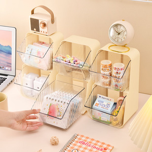 Office Organizer Desktop Storage <b>Box</b> 2L Rectangle Creamy White Transparent Solid Color Standing Type For <b>Tea</b> Coffee Milk <b>Tea</b> - Product Image 3