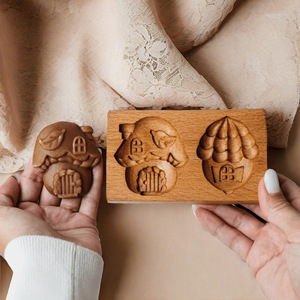 Emporte-pièce <span class=keywords><strong>en</strong></span> bois <span class=keywords><strong>de</strong></span> hêtre pour biscuits, moule à pâtisserie, forme polygonale régulière, MU-Mix, interactif parent-enfant - Product Image 5
