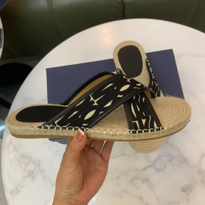 Top Luxury Designer Men's Casual Cross-Strap Espadrille for Slippers Woven Genuine Leather Anti-Slip <b>Platform</b> Breathable Lining - Product Image 5