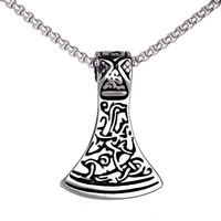 Acier inoxydable Viking Collier Hache Pendentif Style Nordique Hommes Bijoux Loup Pendentif Celtique Noeud Rune Collier Accessoires De Mode