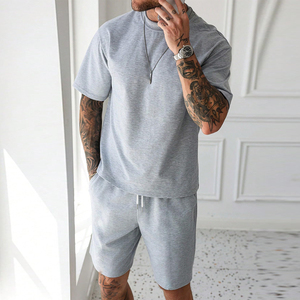 High Quality 100% Cotton Breathable Casual Summer T-Shirt Shorts Set Custom Streetwear Men T Shirt and Short Set - Product Image 5