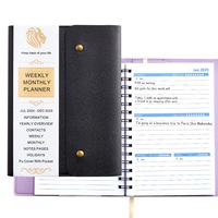Carnet à spirale A5 en similicuir PU, planificateur hebdomadaire et mensuel, couverture souple, journal de planification, carnet de notes, 100 feuilles, 400g