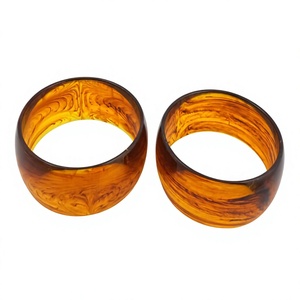 Bracelets joncs élégants en résine acrylique effet marbre noir, motif écaille de tortue ambrée, accessoire de bijouterie unisexe tendance pour femme - Product Image 4