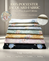 Tissu Jacquard de Luxe 100% Polyester à Motifs Floraux de Pivoine, Textile Soyeux et Lisse pour Abayas, Robes, Rideaux, Literie