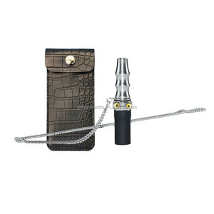 Accessori per Narghilè di Lusso Arabi, Bocchini in Acciaio Inox con Design Animale e Finitura Opaca, Bocchino per Shisha con Custodia in Pelle - Product Image 1
