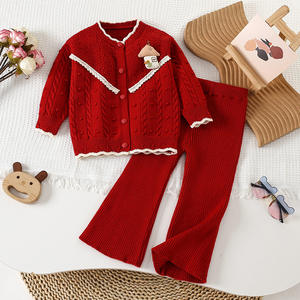 신상품 준비 배송 아동 의류 유아 어린이 크리스마스 스웨터 버튼 카디건 겨울 따뜻한 니트 옷 세트 - Product Image 1