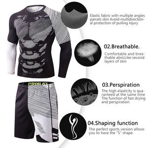 Ropa deportiva personalizada para gimnasio, traje ajustado de manga larga, ropa deportiva para gimnasio, conjunto de entrenamiento de 3 piezas para hombre - Product Image 6