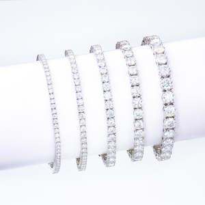 Bracelet Chaîne Tennis en Argent 925 de Haute Qualité 2-6mm, VVS VVS1, Véritable CVD HPHT, Taille Ronde Brillante, Maillons Fins, Idéal Cadeau - Product Image 2