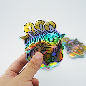 Venta al por mayor de etiquetas holográficas troqueladas impermeables de forma Irregular, Impresión de pegatinas de holograma de vinilo personalizada - Product Image 2