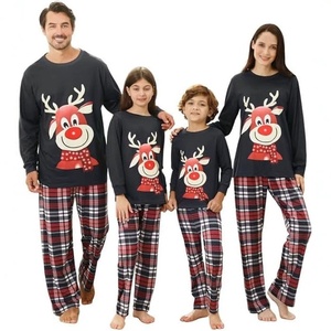 Pijamas de Natal para Família, Conjuntos Personalizados para Pais e Filhos em Algodão com Estampa, Manga Longa, Roupas Confortáveis e Respiráveis para o Natal - Product Image 1